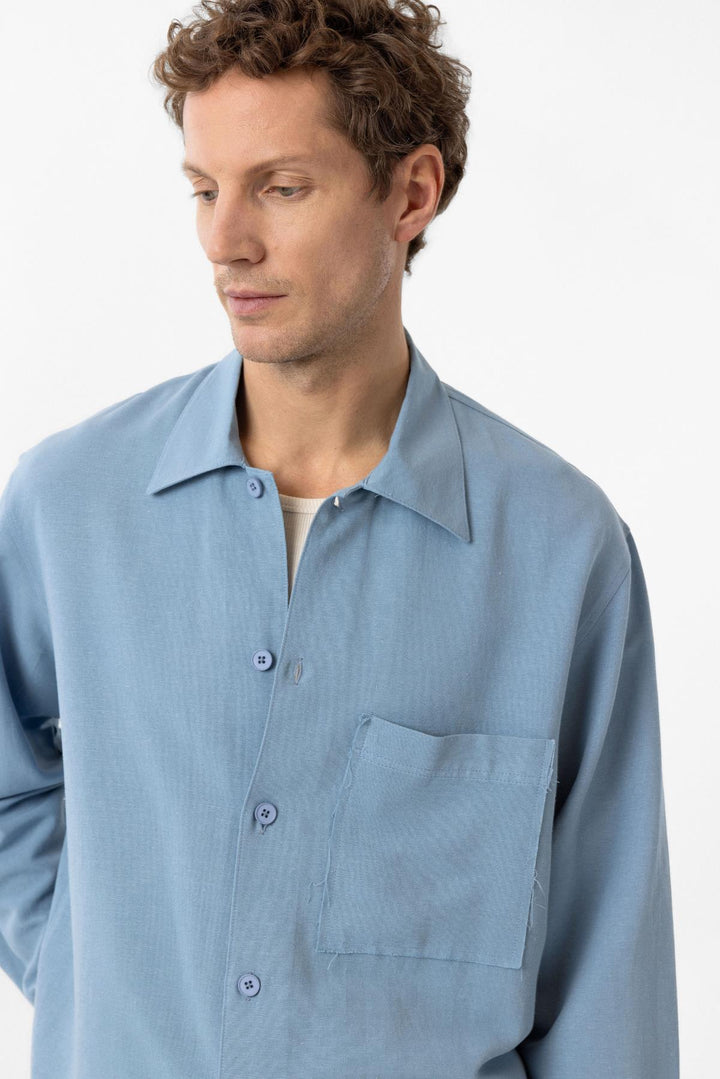 ANT Antioch Baby Blue Cotton Blend Relaxed Fit Men's Shirt - Cheshunt