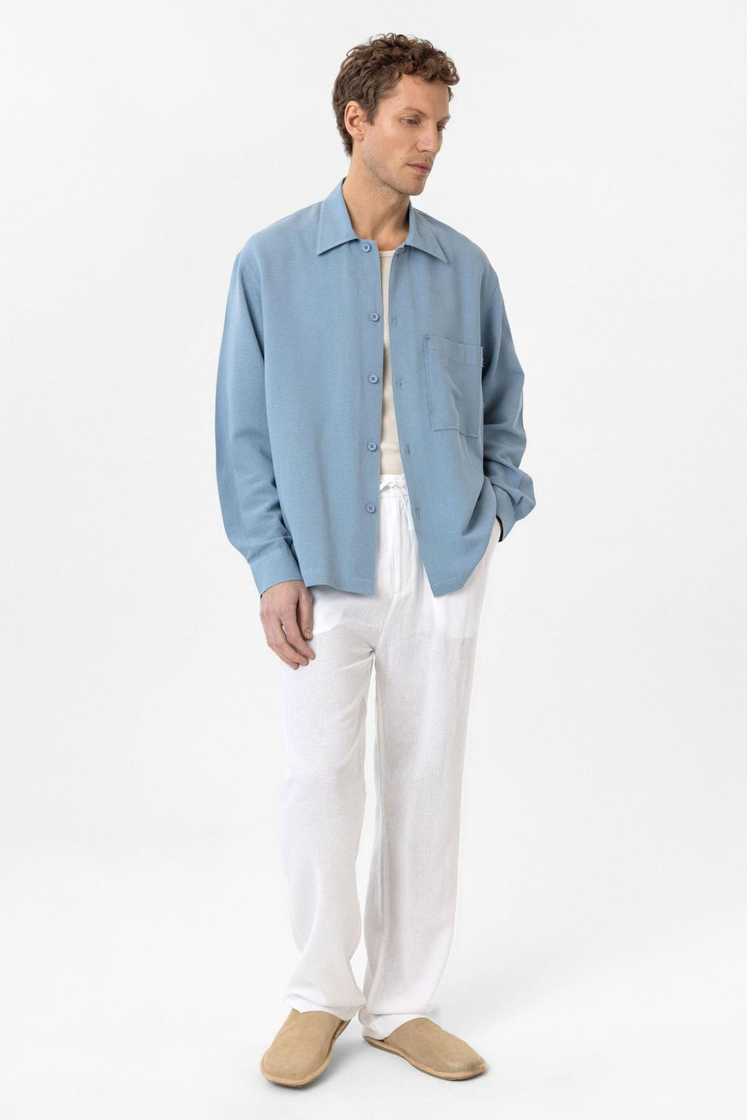 ANT Antioch Baby Blue Cotton Blend Relaxed Fit Men's Shirt - Cheshunt
