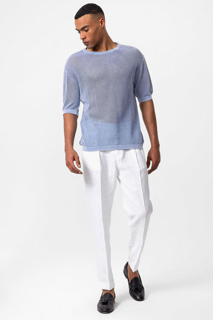 ANT Antioch Baby Blue Oversized Openwork Men's T-Shirt - Hutchinson
