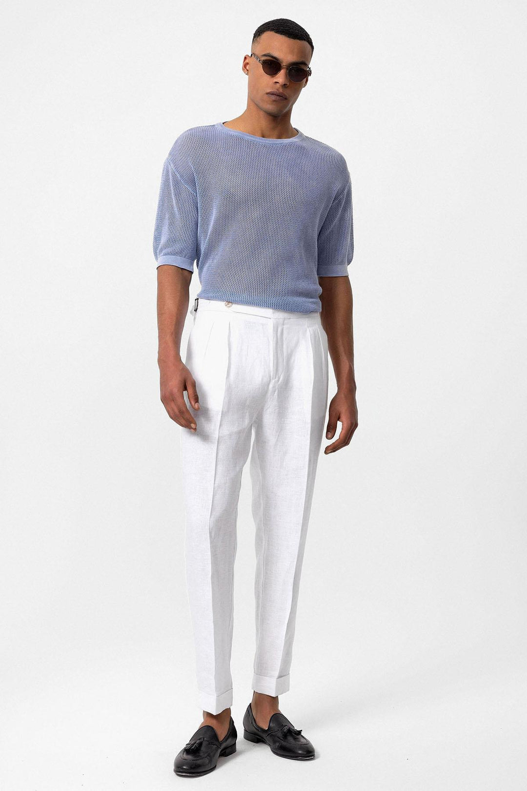 ANT Antioch Baby Blue Oversized Openwork Men's T-Shirt - West Bridgford