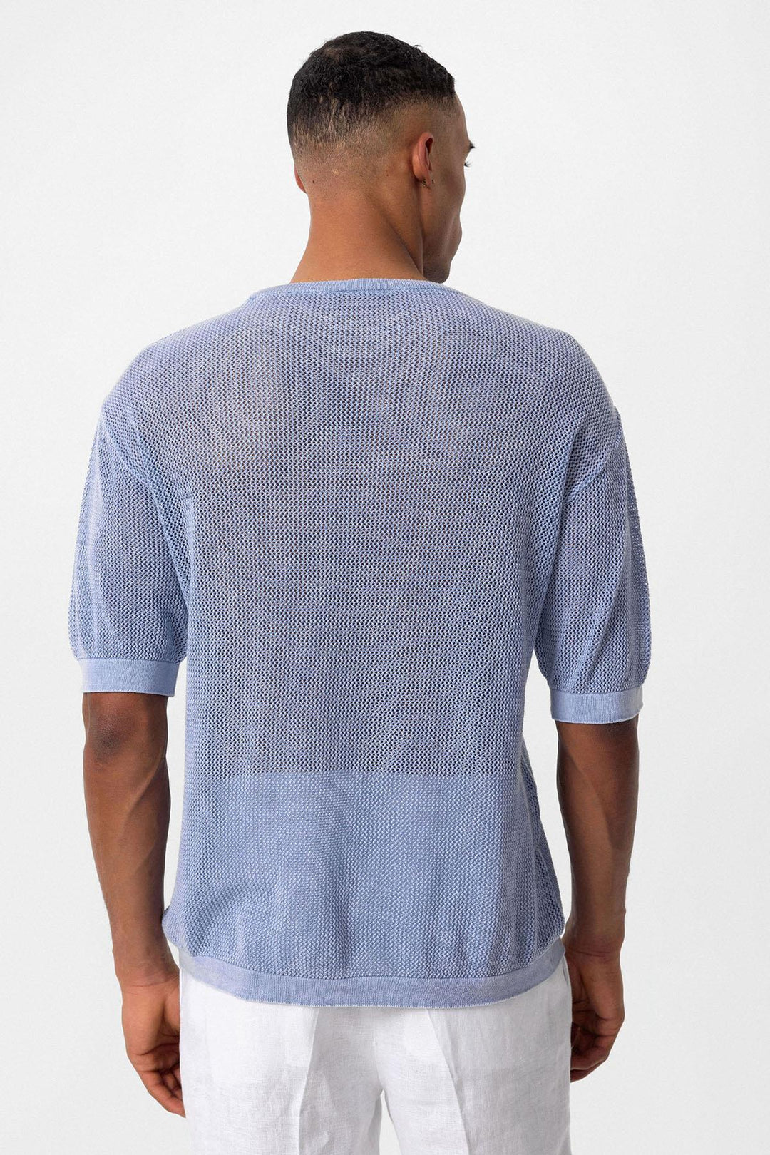 ANT Antioch Baby Blue Oversized Openwork Men's T-Shirt - Hutchinson