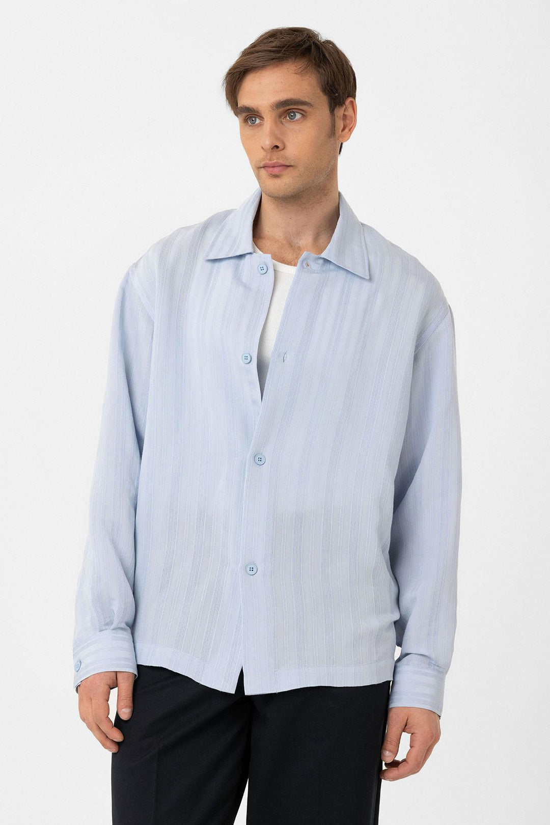 ANT Antioch Baby Blue Oversized Textured Men's Shirt - Uxbridge