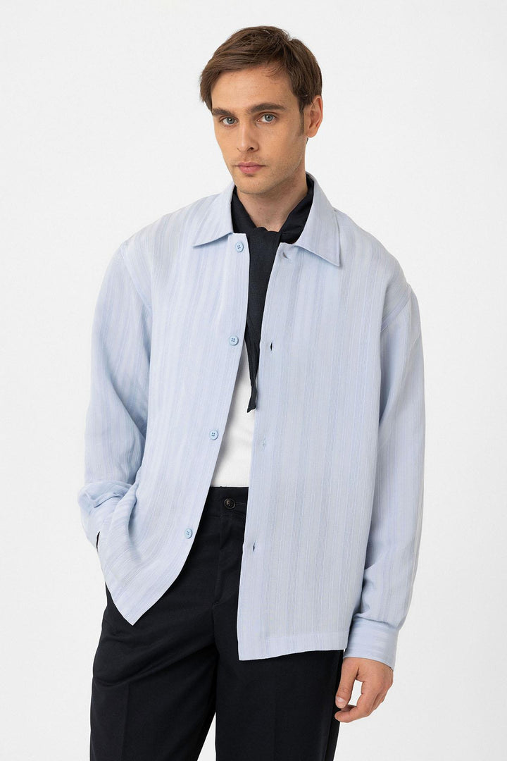 ANT Antioch Baby Blue Oversized Textured Men's Shirt - Uxbridge