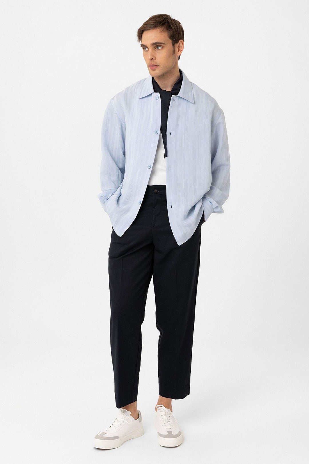 ANT Antioch Baby Blue Oversized Textured Men's Shirt - Uxbridge