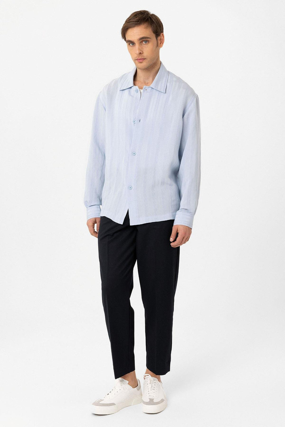 ANT Antioch Baby Blue Oversized Textured Men's Shirt - Uxbridge