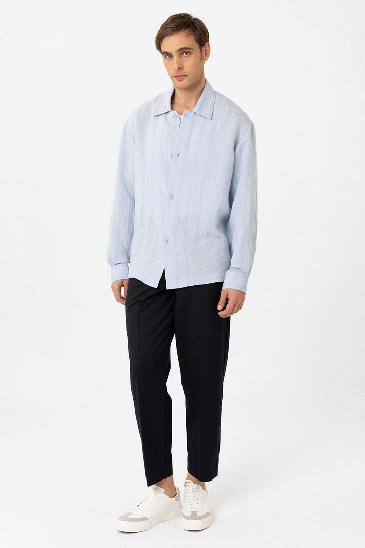 ANT Antioch Baby Blue Oversized Textured Men's Shirt - Uxbridge