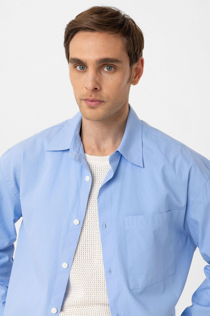 ANT Antioch Baby Blue Cotton Relaxed Fit Men's Shirt - Worksop
