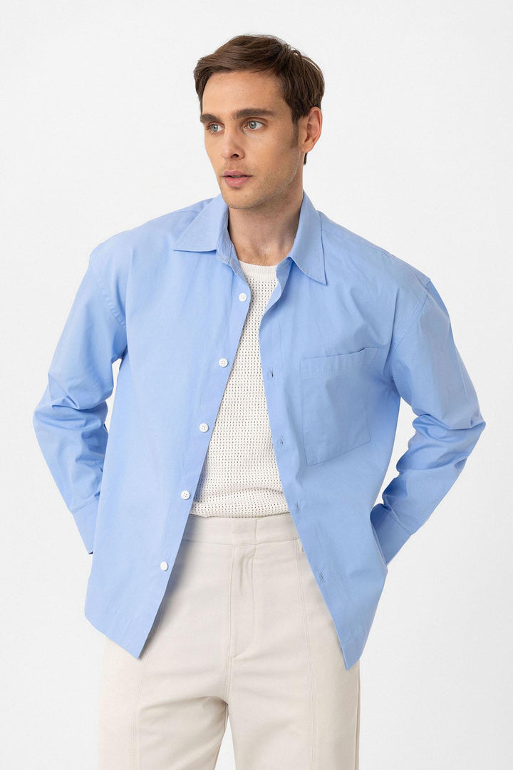 ANT Antioch Baby Blue Cotton Relaxed Fit Men's Shirt - Worksop