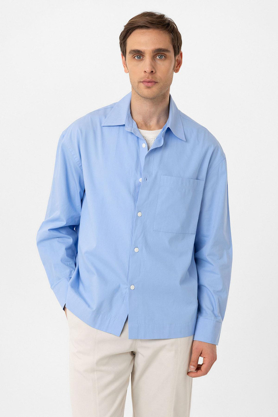 ANT Antioch Baby Blue Cotton Relaxed Fit Men's Shirt - Worksop