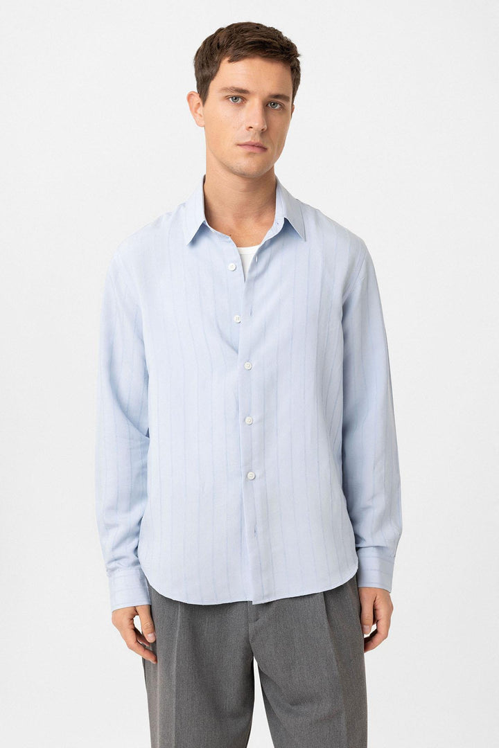 ANT Antioch Baby Blue Relax Fit Striped Men's Shirt - Mildura