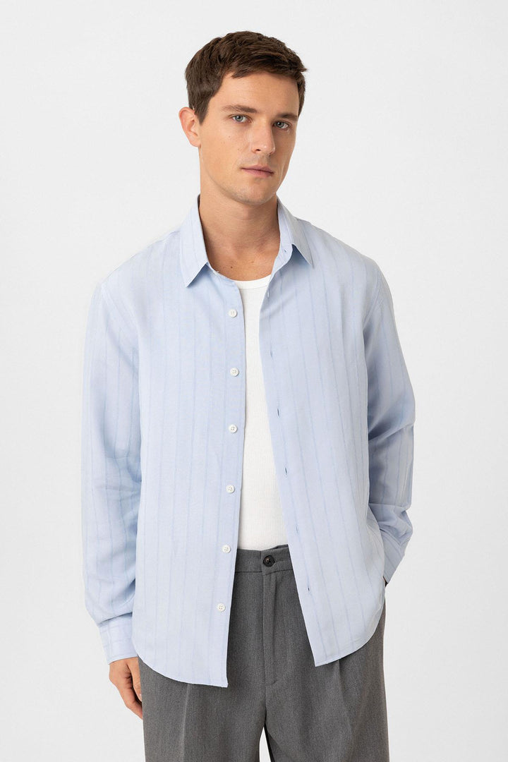 ANT Antioch Baby Blue Relax Fit Striped Men's Shirt - Mildura