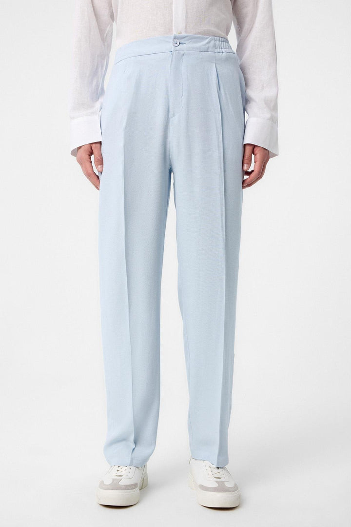 ANT Antioch Baby Blue High Waisted Pleated Linen Blend Men's Pants - Fort Pierce