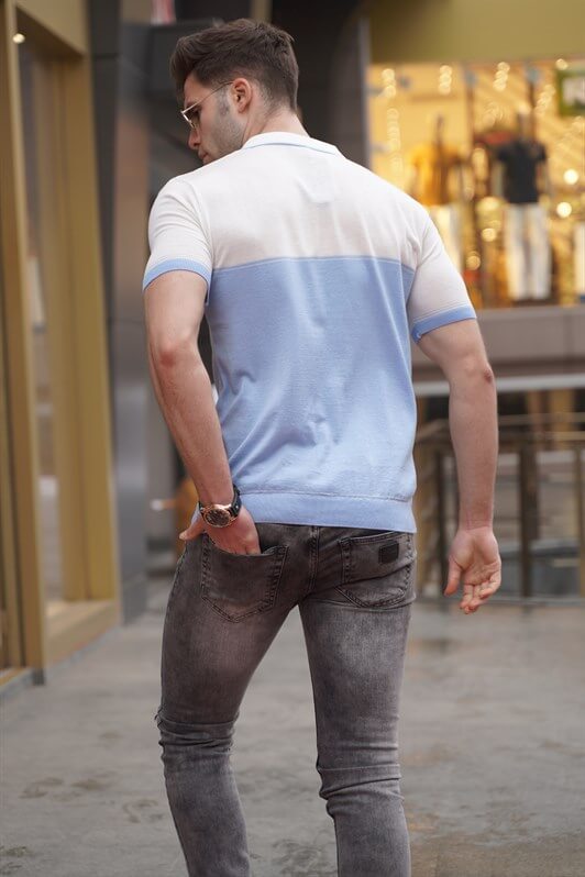 تي شيرت MDX Baby Blue انغلق بياقة بولو للرجال 5731 - سان لويس دي لاباز