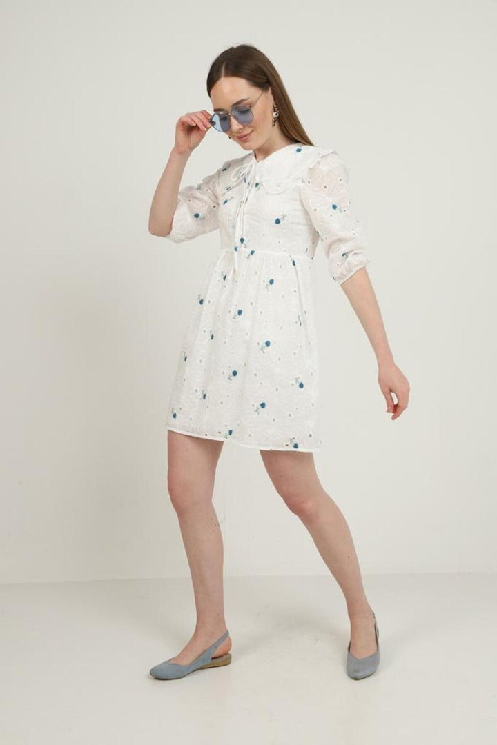 ELS Baby Collar Embroidered Dress - Indigo - Câmara de Lobos