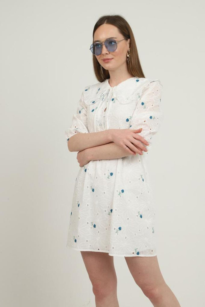 ELS Baby Collar Embroidered Dress - Indigo - Câmara de Lobos