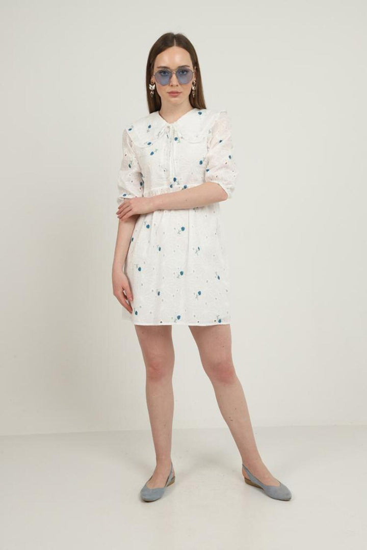 ELS Baby Collar Embroidered Dress - Indigo - Câmara de Lobos