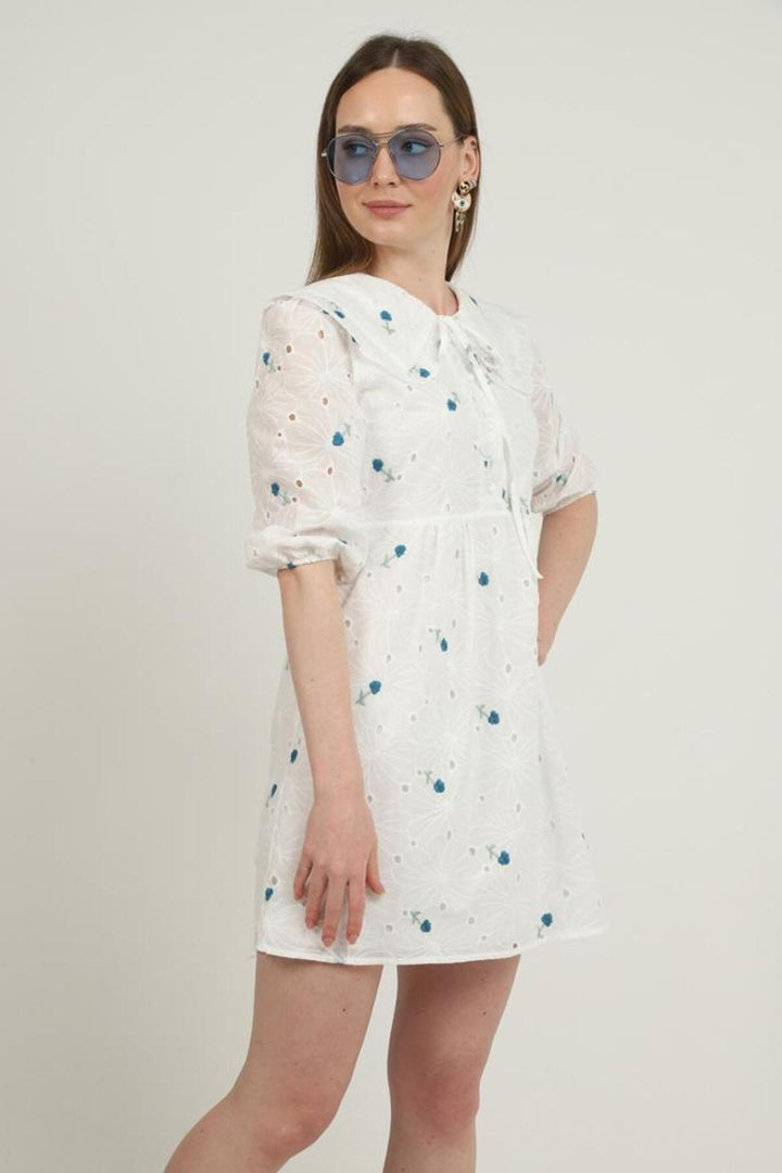 ELS Baby Collar Embroidered Dress - Indigo - Câmara de Lobos
