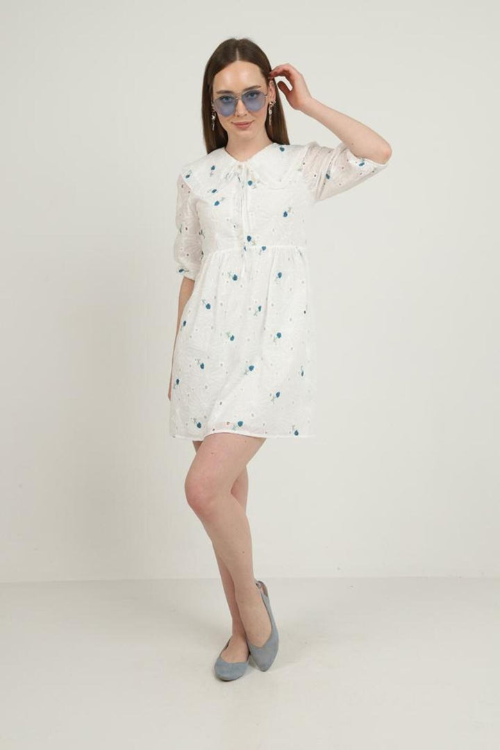 ELS Baby Collar Embroidered Dress - Indigo - Câmara de Lobos