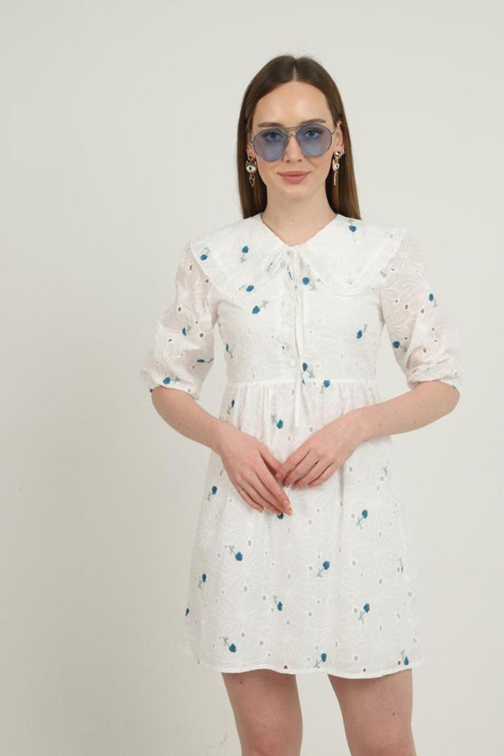 ELS Baby Collar Embroidered Dress - Indigo - Câmara de Lobos