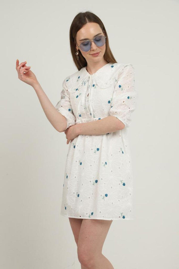 ELS Baby Collar Embroidered Dress - Indigo - Câmara de Lobos