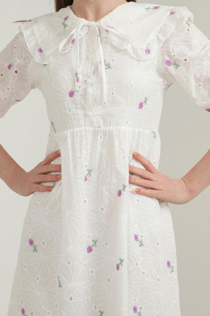 ELS Baby Collar Embroidered Dress - Lilac - Aventura