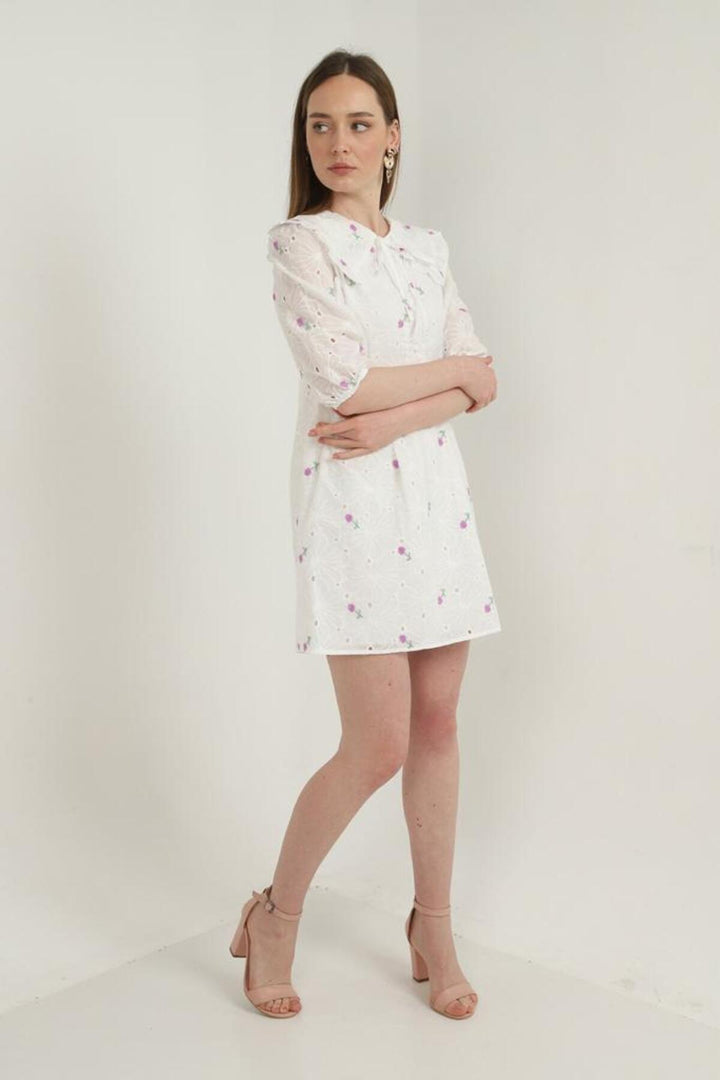 ELS Baby Collar Embroidered Dress - Lilac - Aventura