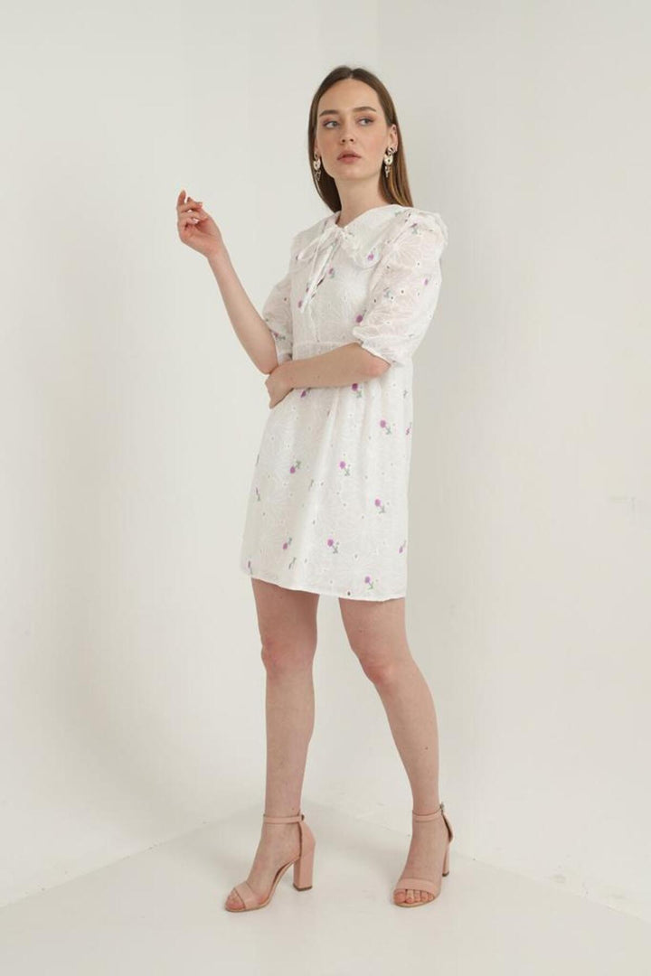 ELS Baby Collar Embroidered Dress - Lilac - Aventura