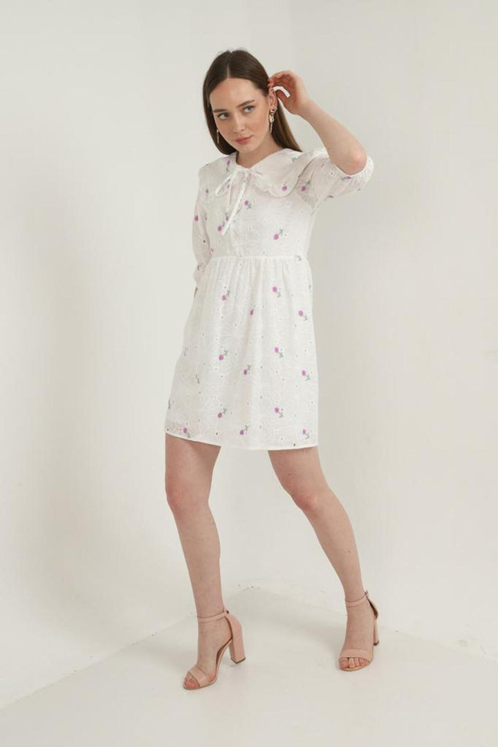 ELS Baby Collar Embroidered Dress - Lilac - Aventura