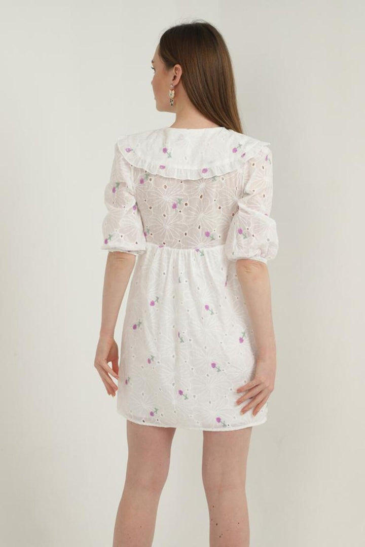 ELS Baby Collar Embroidered Dress - Lilac - Aventura