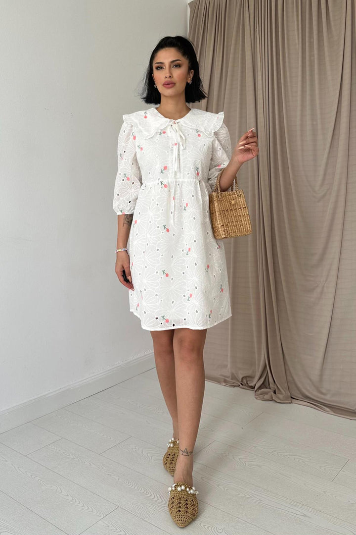 ELS Baby Collar Embroidered Dress - Pink - Federal Way