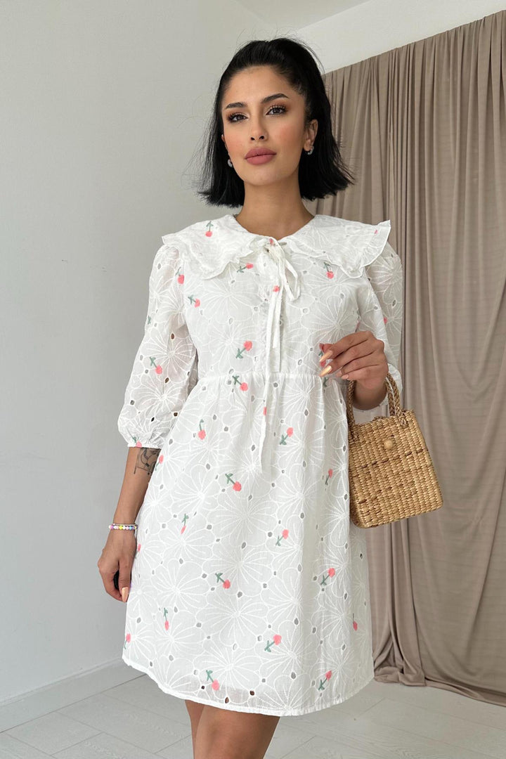 ELS Baby Collar Embroidered Dress - Pink - Federal Way