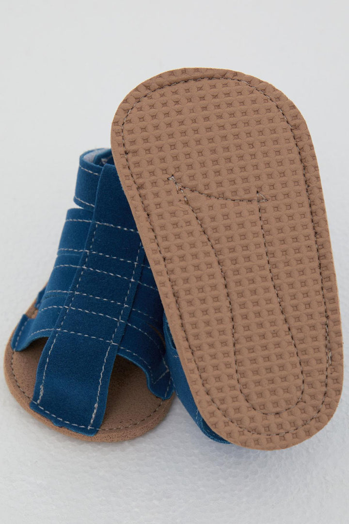 BRE Bebecino Baby Boy Nubuck Sandals with Velcro, Size 189, Royal Blue. - Saint-Germain-en-Laye