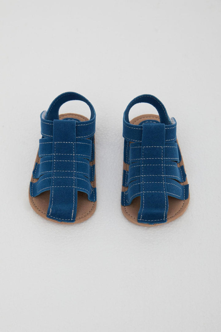 BRE Bebecino Baby Boy Nubuck Sandals with Velcro, Size 189, Royal Blue. - Saint-Germain-en-Laye