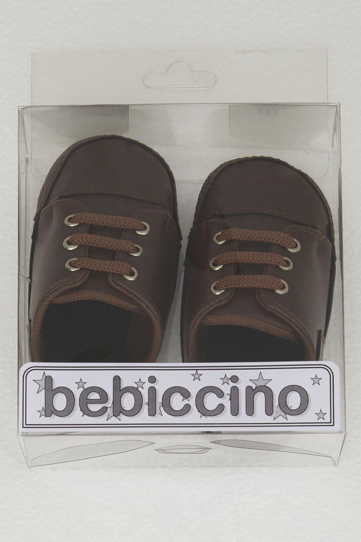 BRE Bebecino Erkek Bebek Patik Ayakkabı Deri Armalı 189 Numara, Koyu Kahve - Trieste