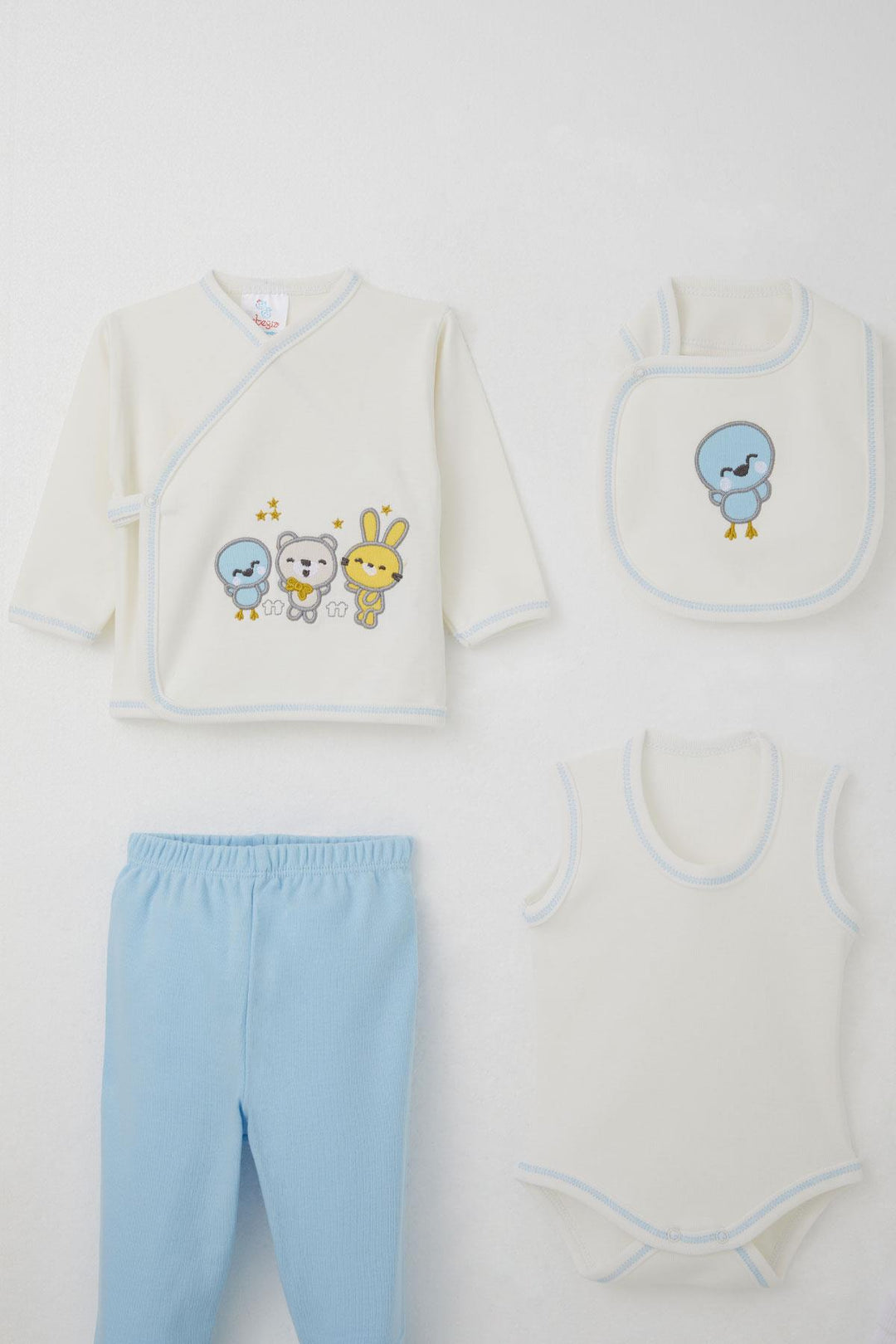BRE Our baby (Breeze) Boy Baby Hospital Exit 10 Cute Animals Embroidered 0-3 Months, White - Liepāja