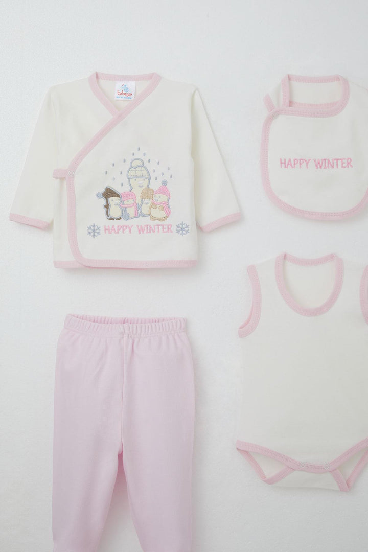 BRE Baby Girl (Breeze) Newborn Hospital Outfit 10-Piece Winter Themed Snowman Family Embroidered 0-3 Months, Ecru - Valladolid