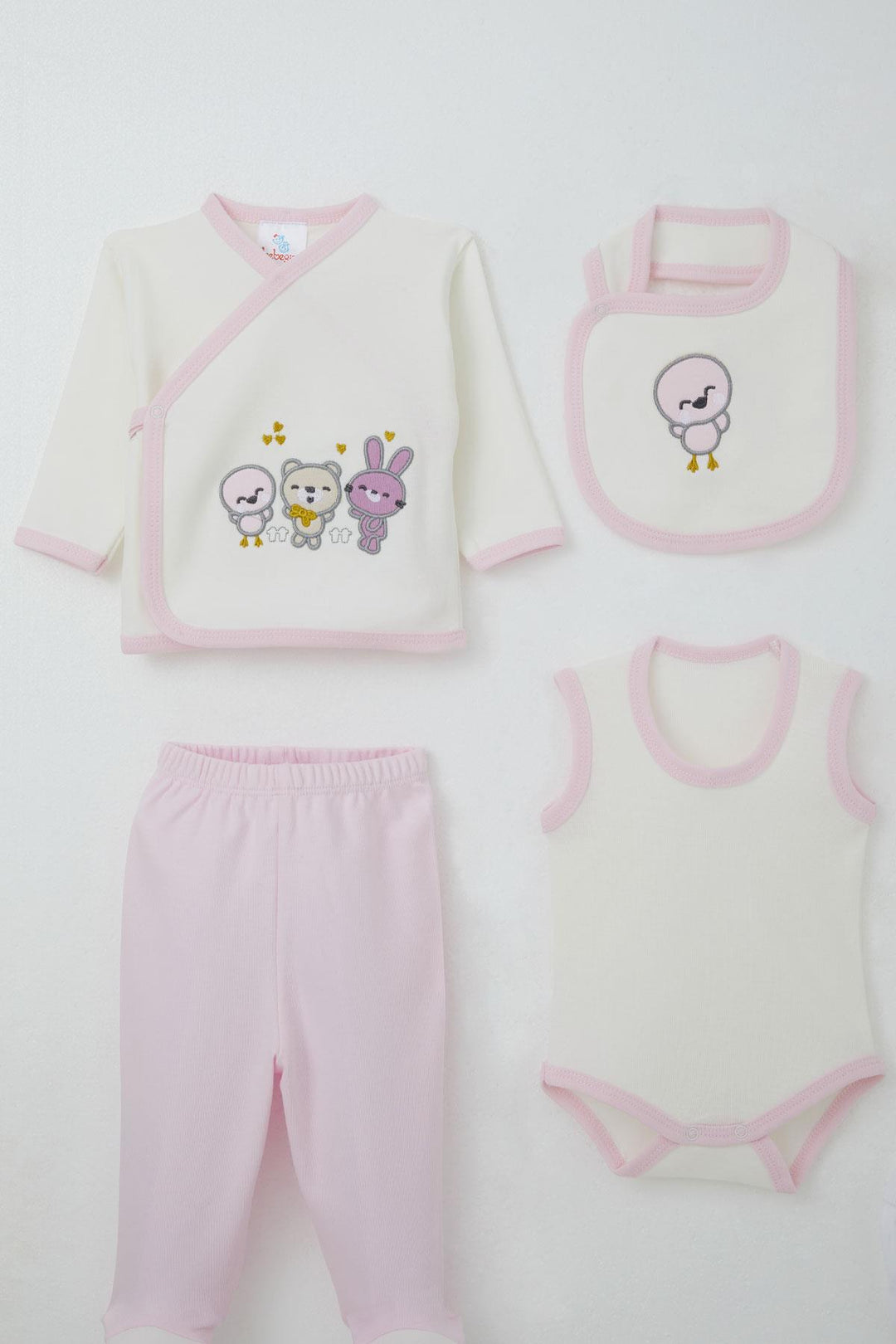 BRE Baby Girl (Breeze) Baby Outfit 10 Cute Animals Embroidered 0-3 Months, Ecru - Stavroúpoli