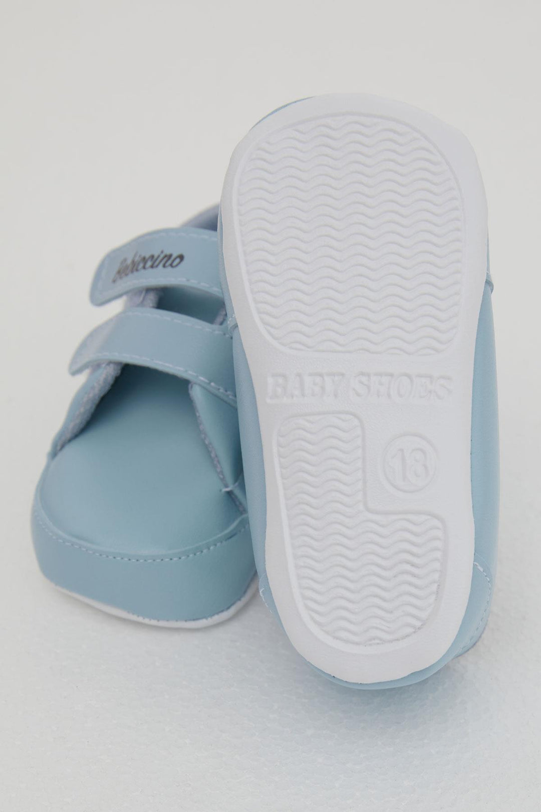 BRE Bebiccino Baby Boy Booties Shoes Velcro Convers Size 189, Light Blue - Kent