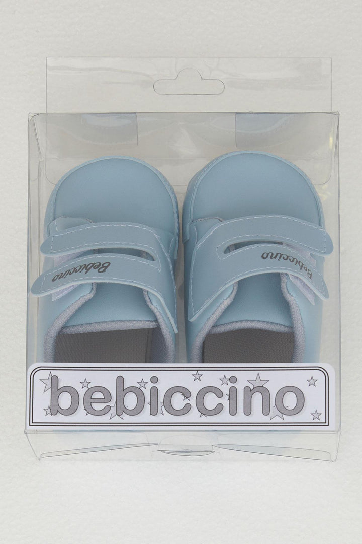 BRE Bebiccino Baby Boy Booties Shoes Velcro Convers Size 189, Light Blue - Kent