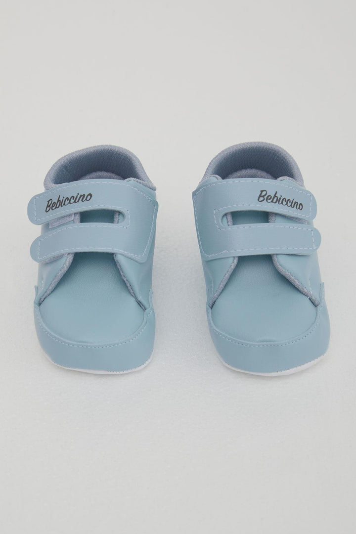BRE Bebiccino Baby Boy Booties Shoes Velcro Convers Size 189, Light Blue - Kent