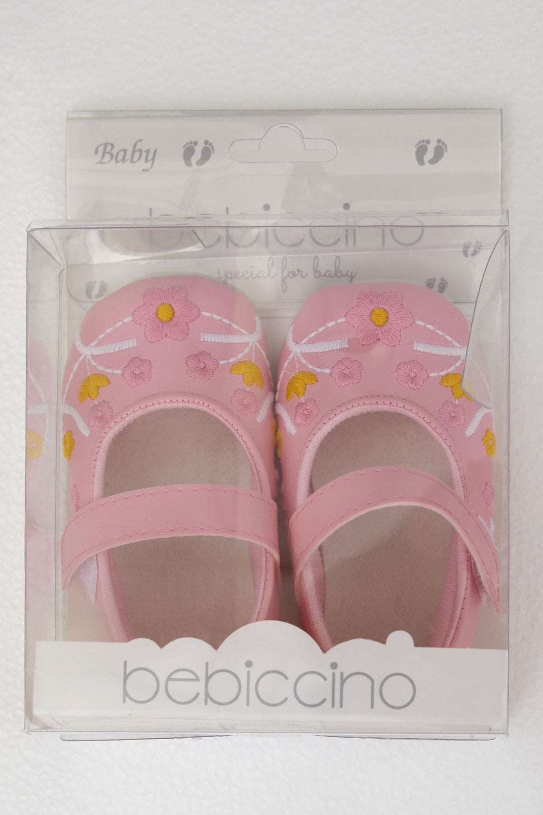 BRE Bebiccino Baby Girl Booties with Flower Embroidery Size 189, Pink - Águeda