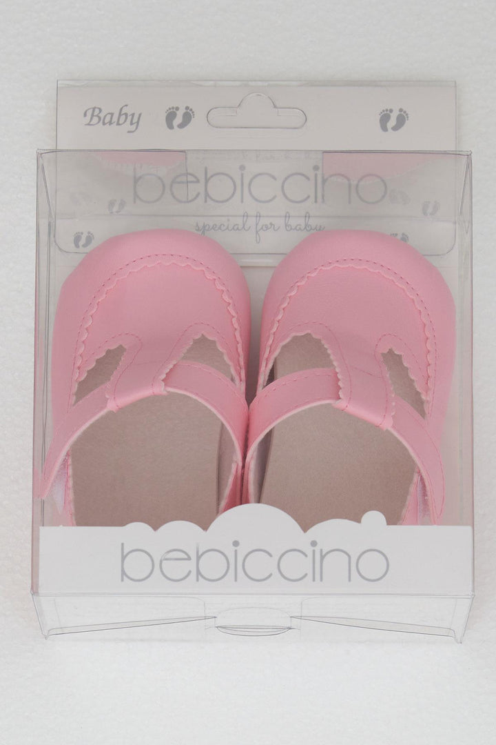 BRE Bebiccino Baby Girl Booties Shoes with Velcro, Size 189, Pink. - Cheshunt