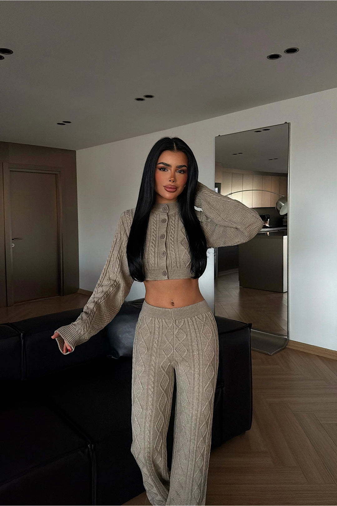 EYY Women Beige 3-Piece Knit Set - Lugo