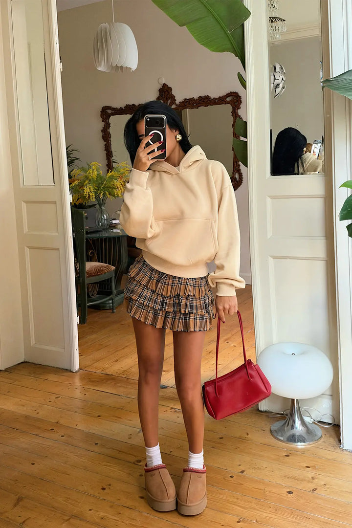 EYY Women Beige Basic Hooded Sweatshirt - Boucherville