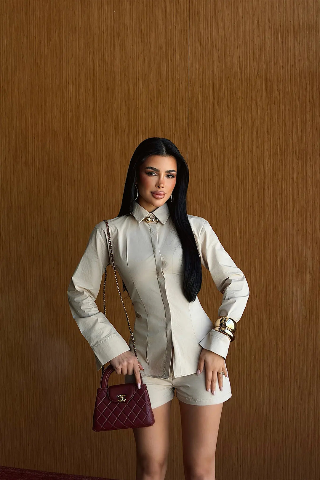 EYY Women Beige Shorts Set - Chieti