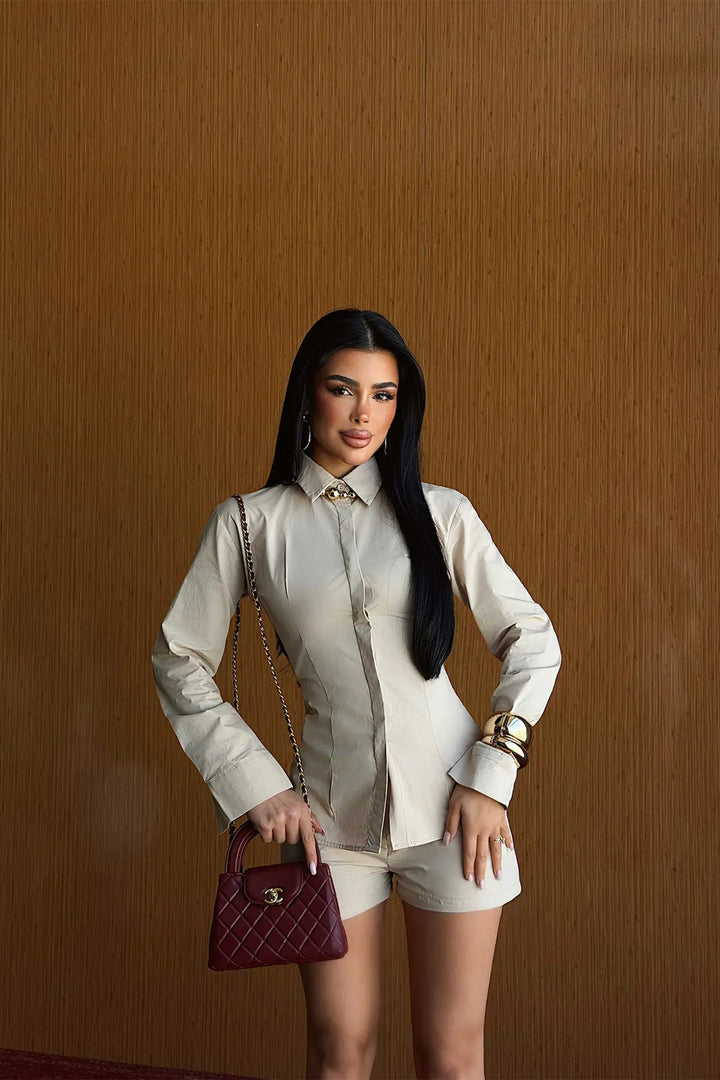 EYY Women Beige Shorts Set - Chieti