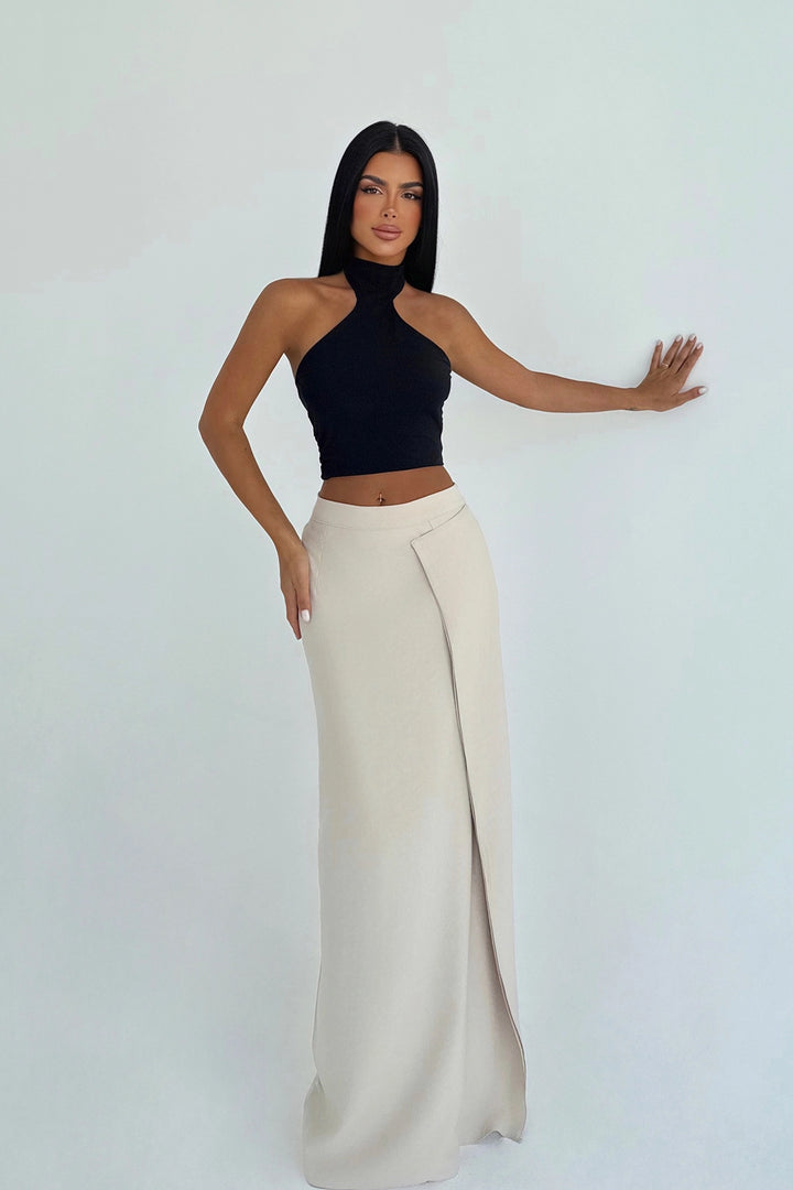 EYY Women Beige Slit Detail Long Skirt - Carmen