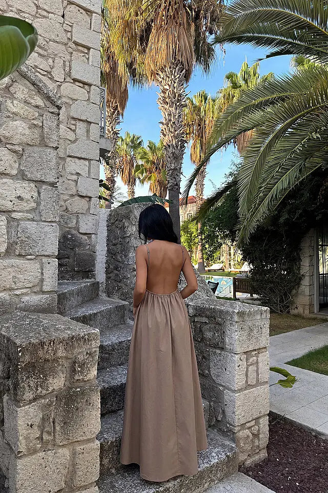 EYY Women Beige Strap Dress - Walthamstow