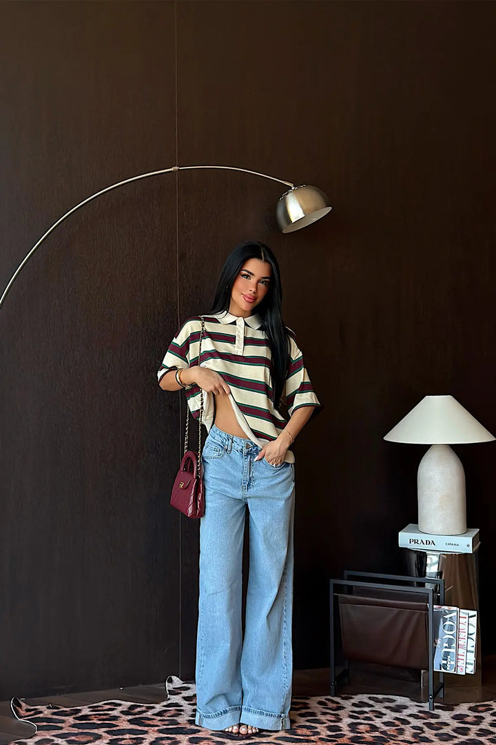 EYY Women Beige Striped T-shirt - Schwäbisch Hall