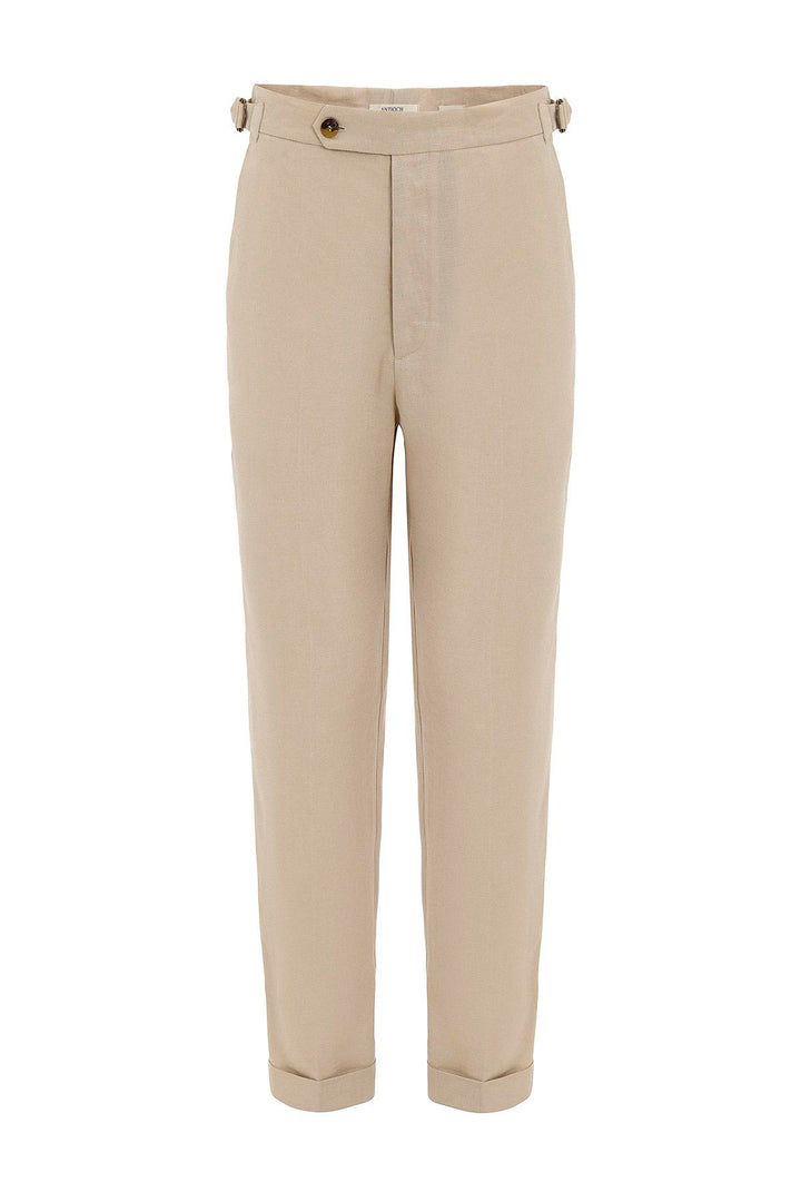 ANT Antioch Beige 100% Linen Italian Cut Men's Trousers - Kremenchuk